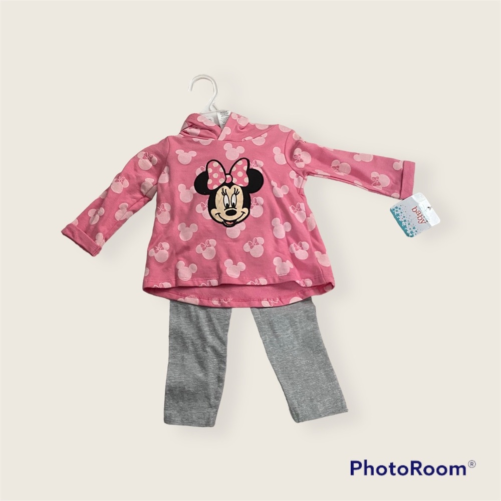 Disney Baby Girls’ Minnie Mouse – Playwear Fleece Sweatshirt and Pants SIZE 12M